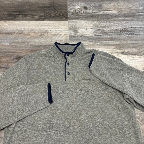 Eddie Bauer Gray‎ Blue Mens TXL Snap Front Mock Fleece Pullover Jacket Gorpcore - Picture 1 of 12